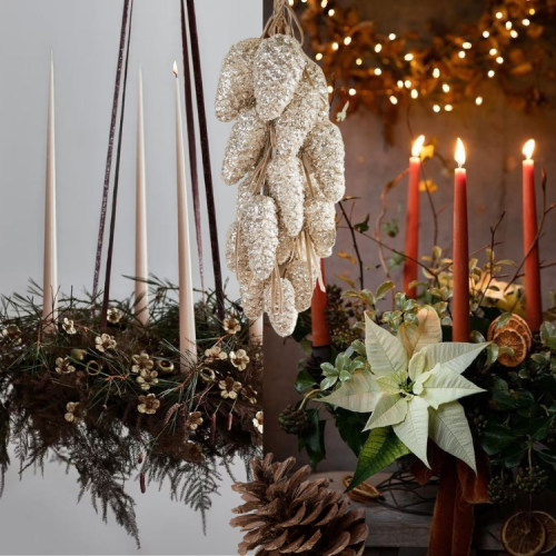 skandināviska stila GALDA vai GRIESTU (skujeņi + zaļumi + dekori) Adventes vainaga DARBNĪCA - Image 4
