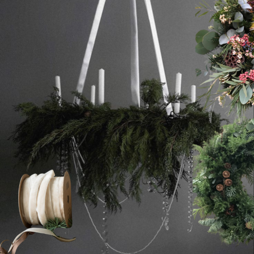 skandināviska stila GALDA vai GRIESTU (skujeņi + zaļumi + dekori) Adventes vainaga DARBNĪCA - Image 5